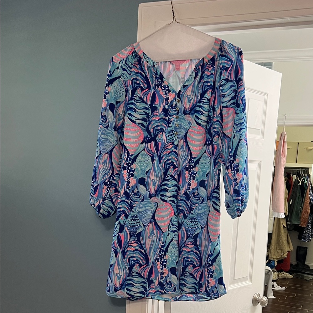 Blue & Pink Printed Women’s Tunic Dress